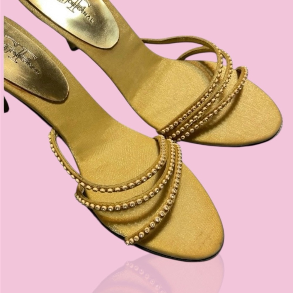 Luxurious Gold Beaded Heels